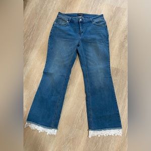 NWT size 16 flare bottoms with lace jeans